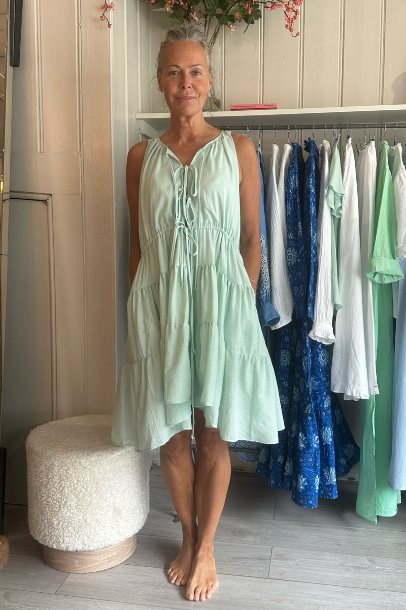 LOUP CHARMANT AIMEE DRESS IN AQUA ORGANIC COTTON