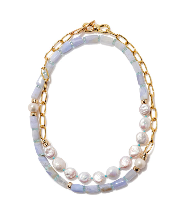 LIZZIE FORTUNATO PORTO COVO NECKLACE IN BLUE LACE