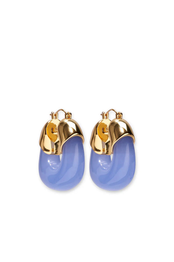LIZZIE FORTUNATO MINI ORGANIC HOOPS IN PERIWINKLE