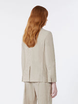 WEEKEND MAX MARA COTTON & LINEN SEERSUCKER BLAZER IN SAND
