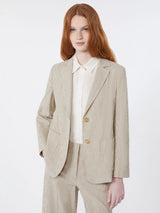 WEEKEND MAX MARA COTTON & LINEN SEERSUCKER BLAZER IN SAND