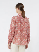 WEEKEND MAX MARA PRINTED COTTON VOILE SHIRT IN CHERRY