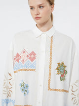 WEEKEND MAX MARA POPLIN SHIRT DRESS WITH EMBROIDERIES