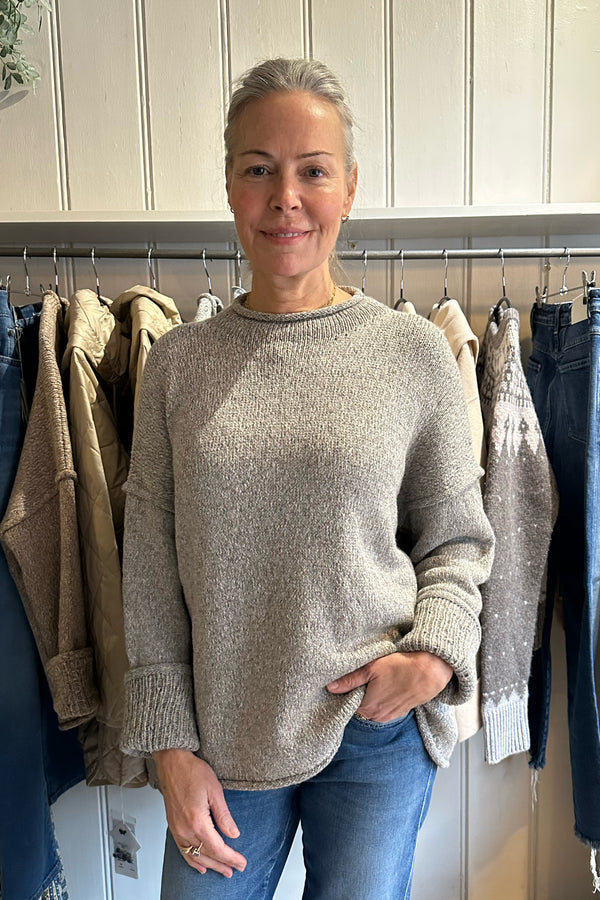 STUDIO WYLDER BEA ROLL EDGE SWEATER IN GREY MARL Sold Out