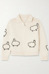 MOTHER THE CROP RAQUETTE WOOL & COTTON CARDIGAN