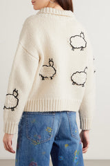 MOTHER THE CROP RAQUETTE WOOL & COTTON CARDIGAN