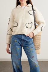 MOTHER THE CROP RAQUETTE WOOL & COTTON CARDIGAN