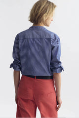 NILI LOTAN RAPHAEL CLASSIC SHIRT IN NAVY WHITE STRIPE