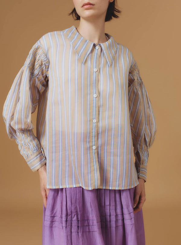 THIERRY COLSON ZLATA IN BERLINGOT STRIPES SILK BLEND