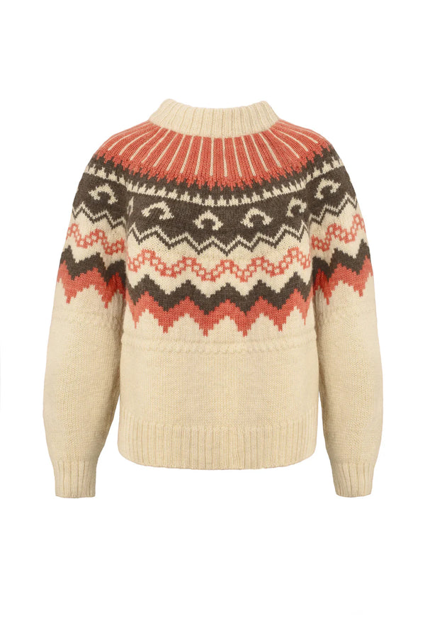 FLEETWOOD JUMPER IN ECRU WITH SHRIMP & LOAM