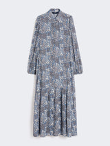 WEEKEND MAX MARA VOILE PATTERNED SHIRT DRESS IN NAVY