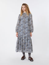 WEEKEND MAX MARA VOILE PATTERNED SHIRT DRESS IN NAVY