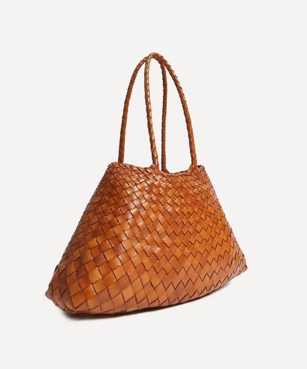 DRAGON DIFFUSION SANTA CROCE LARGE WOVEN-LEATHER BASKET BAG IN TAN Sold Out