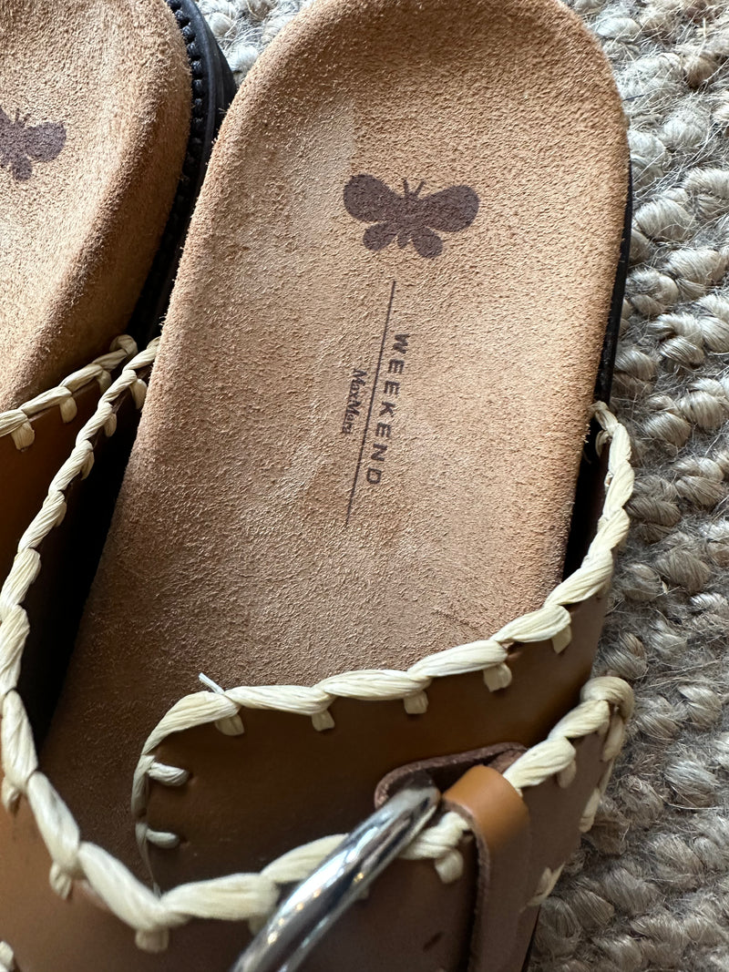 PRE-OWNED WEEKEND MAX MARA LEATHER SLIDES RRP £295 40