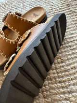 PRE-OWNED WEEKEND MAX MARA LEATHER SLIDES RRP £295 40