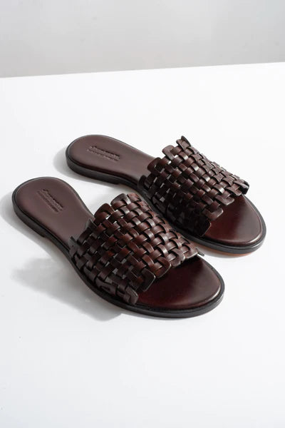 DRAGON DIFFUSION ZIG ZAG SANDALS IN DARK BROWN