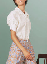 THIERRY COLSON VITA BLOUSE IN PARROT PRINT WHITE Sold Out