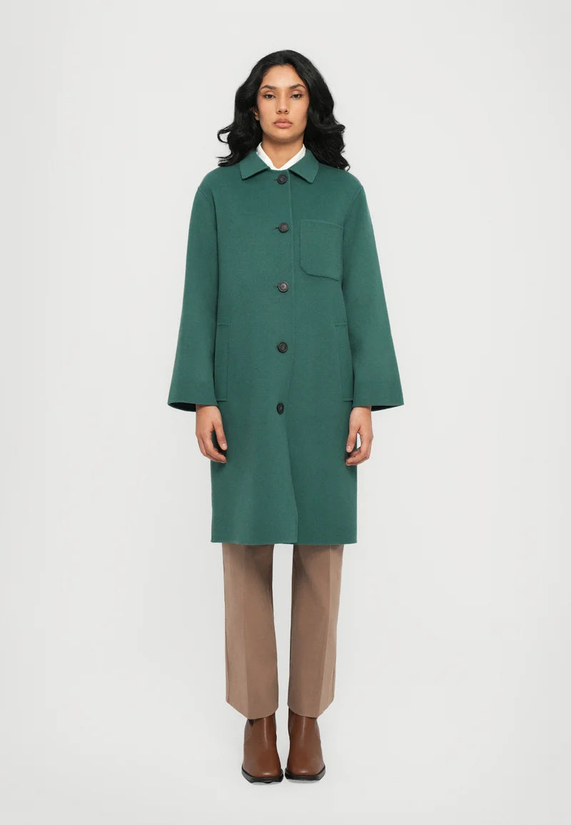 WEEKEND MAX MARA SINGLE BREASTED WOOL COAT IN FOREST