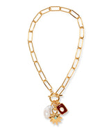 LIZZIE FORTUNATO HELIOS CHARM NECKLACE IN MERLOT