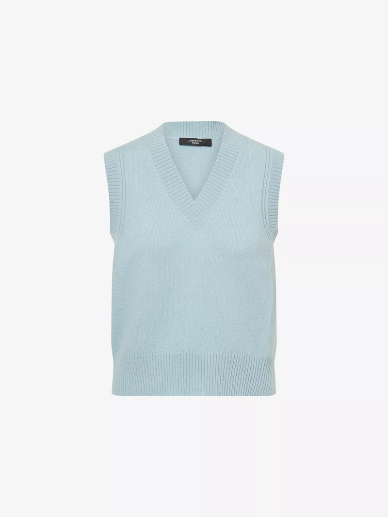 WEEKEND MAX MARA CASHMERE GILET IN LIGHT TURQUOISE