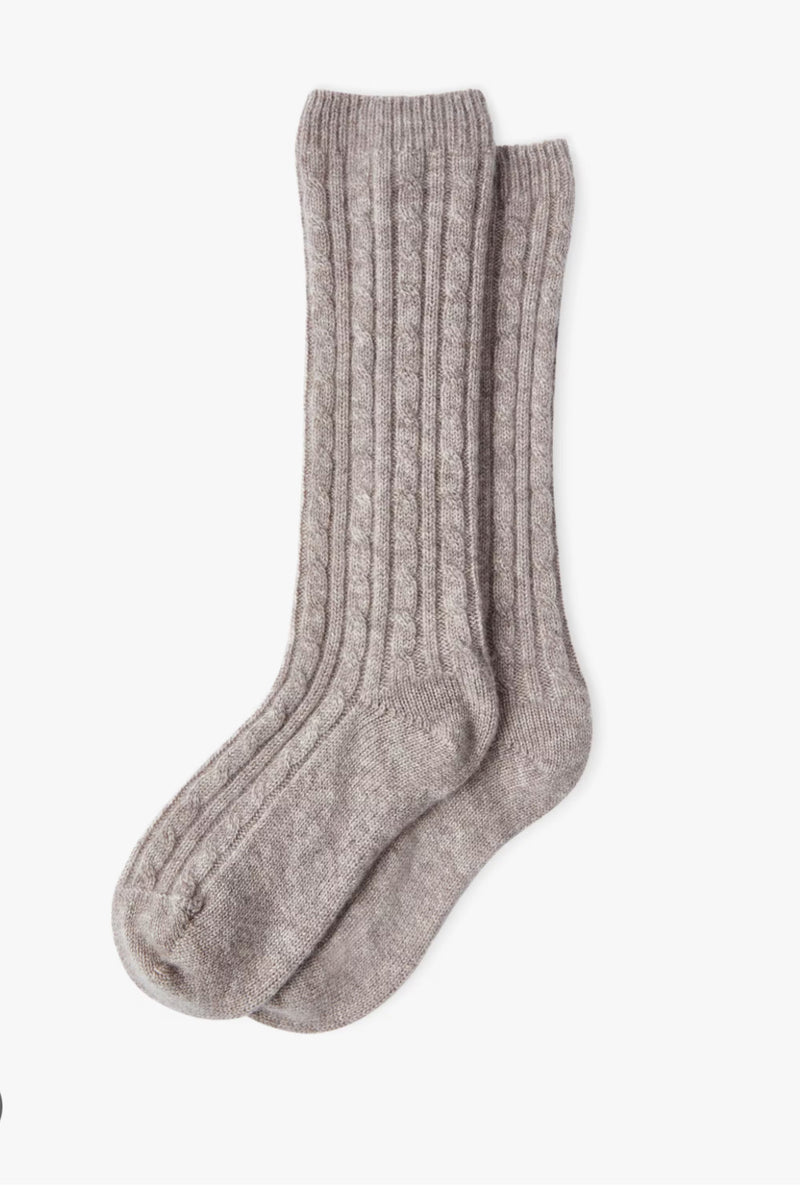 BRORA CASHMERE BED SOCKS IN ASH