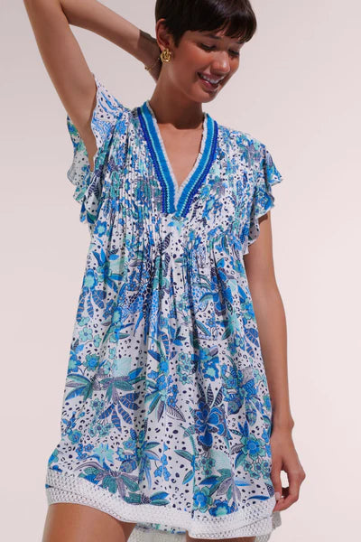 POUPETTE ST BARTH SACHA DRESS IN BLUE SAVANNAH