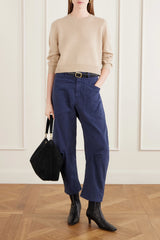 NILI LOTAN SHON COTTON-BLEND PANTS IN SERVICE BLUE