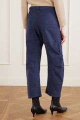 NILI LOTAN SHON COTTON-BLEND PANTS IN SERVICE BLUE