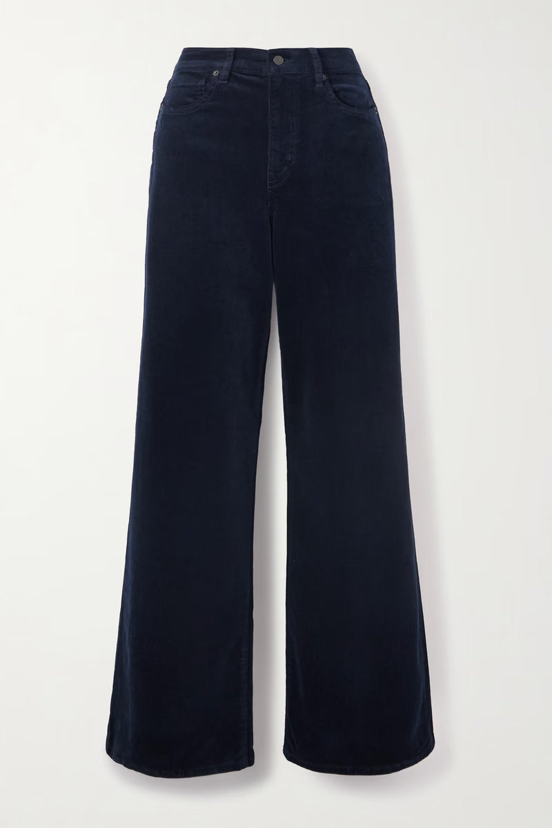 FRAME LE SLIM PALAZZO WITH MODERNIST POCKETS IN NAVY VELVET