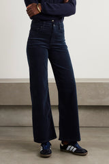 FRAME LE SLIM PALAZZO WITH MODERNIST POCKETS IN NAVY VELVET