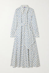 THIERRY COLSON ALCESTE SHIRT DRESS IN COTTAGE BLOCK-PRINT DELFT BLUE