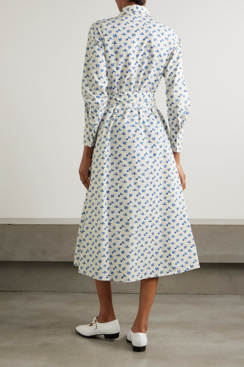 THIERRY COLSON ALCESTE SHIRT DRESS IN COTTAGE BLOCK-PRINT DELFT BLUE