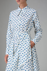 THIERRY COLSON ALCESTE SHIRT DRESS IN COTTAGE BLOCK-PRINT DELFT BLUE