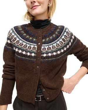 ALEX MILL AMINA FAIRISLE CARDIGAN IN CHESTNUT