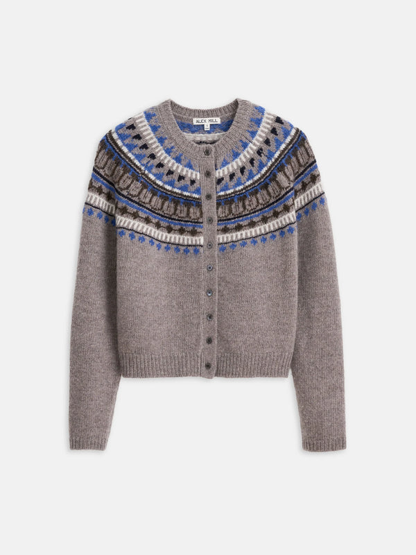 ALEX MILL AMINA FAIRISLE CARDIGAN IN TAUPE