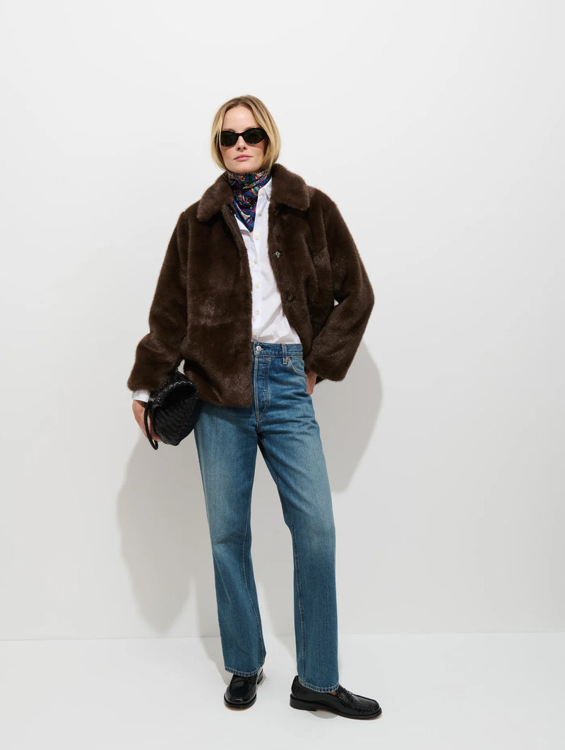 ALEX MILL DUANE ST JACKET IN FAUX FUR