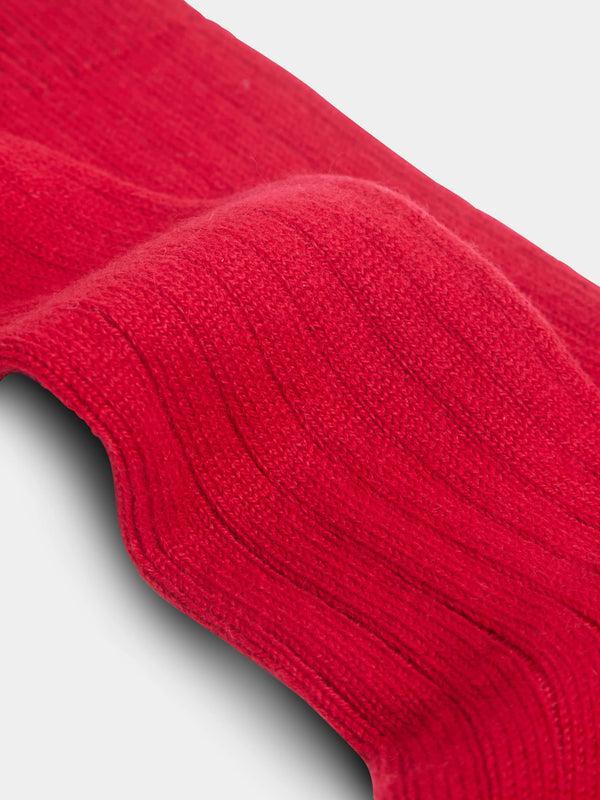 MARIA LA ROSA WOMEN'S RIBBED CASHMERE SOCKS IN RED