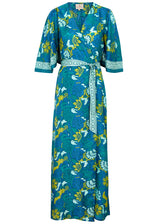 HANNAH ARTWEAR ANTONIA PRINTED SILK MAXI WRAP DRESS IN ALSIO INDIGO