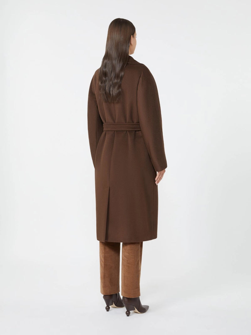 WEEKEND MAX MARA MIDI WOOL & ALPACA COAT IN CHOCOLATE