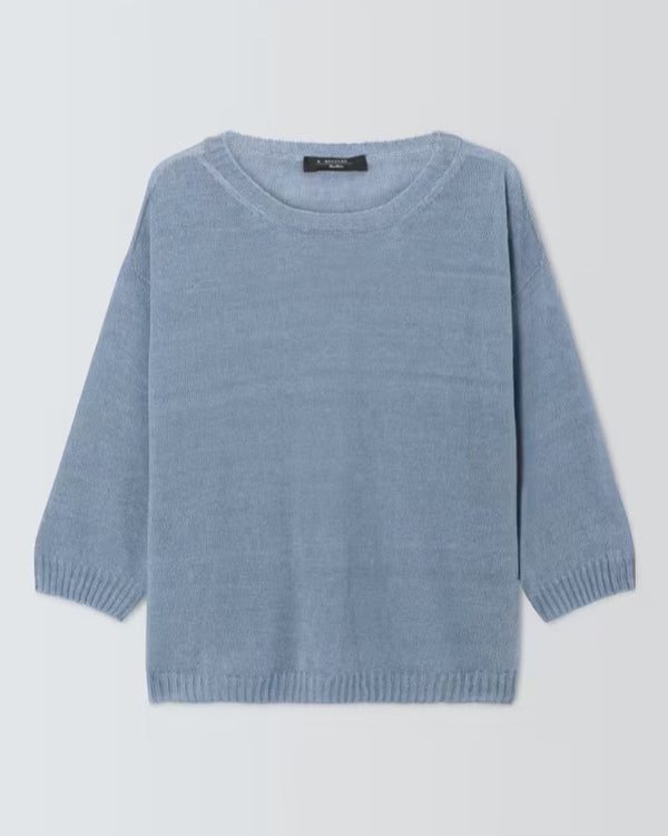 WEEKEND MAX MARA SELZ LINEN SWEATER IN SKY BLUE