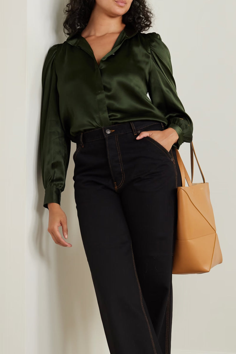 FRAME GILLIAN SILK-CHARMEUSE BLOUSE Sold Out