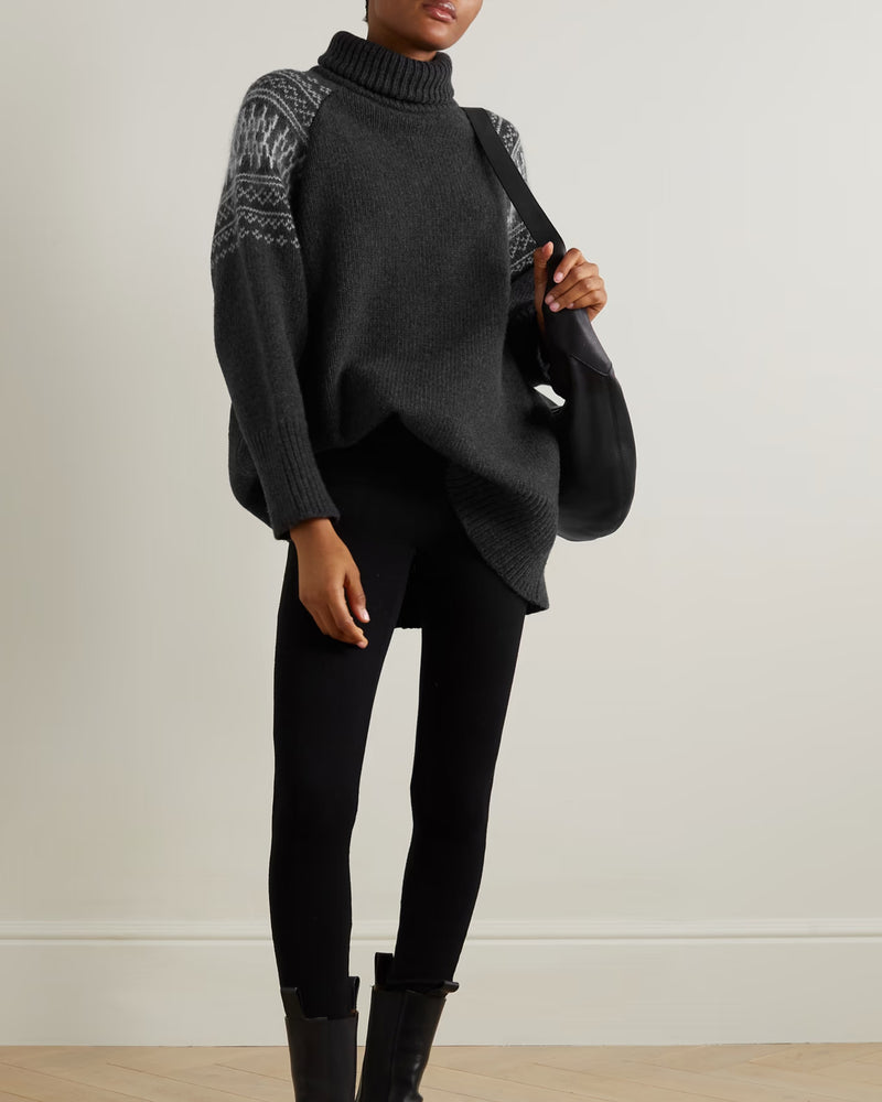WE NORWEGIANS SETESDAL MERINO AND CASHMERE-BLEND TURTLENECK IN CHARCOAL