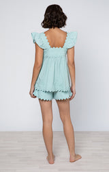 JULIET DUNN BABYDOLL TOP  WITH RIC RAC EMBROIDERY