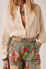 MAISON HOTEL VIRGINIA BLOUSE IN LINEN SOLSTACE