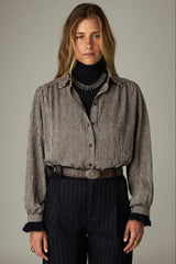 MAISON HOTEL CLAUDE SHIRT IN COFFEE STRIPES