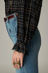 MAISON HOTEL COCO BLOUSE IN NOIR PLAID