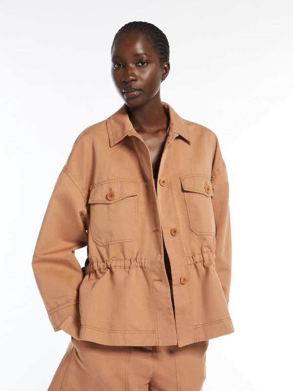 WEEKEND MAX MARA COTTON & LINEN JACKET WITH DRAWSTRING