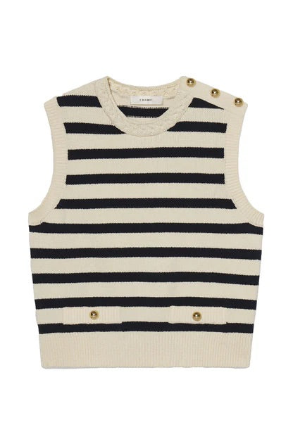 FRAME THE HARBOR BUTTON-EMBELLISHED COTTON-BLEND VEST