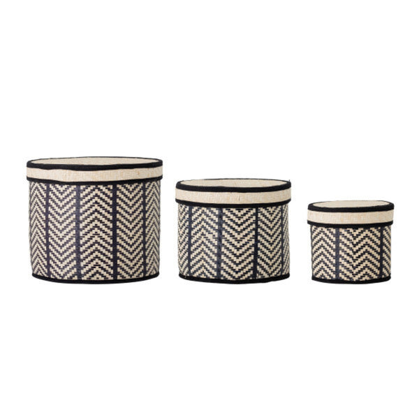 ISLIM BASKETS SET OF THREE IN BLACK PALM