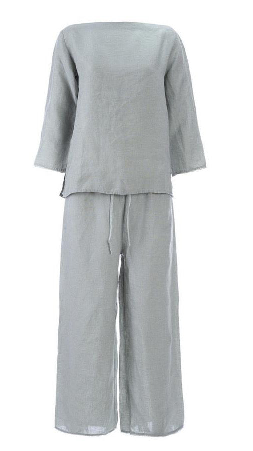 ONCE MILANO BOATNECK PYJAMAS IN STONE BLUE